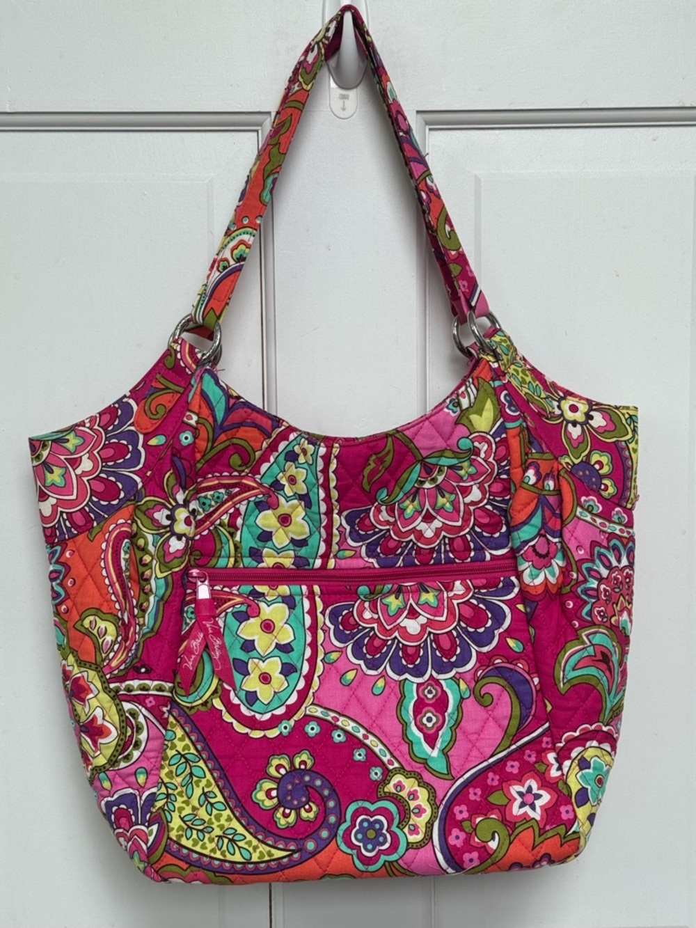 Vera Bradley Fuchsia Multi Floral Paisley Quilted Shoulder Bag